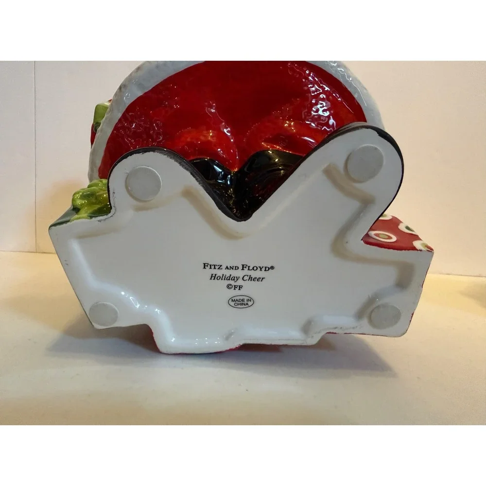 Fitz and Floyd Holiday Cheer Santa Claus Cookie Jar Ceramic Christmas